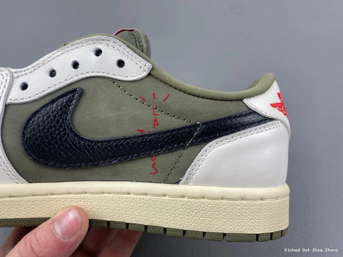 Kicked Out Shoe Store OG MEDIUM OLIVE JORDAN LOW 1 DM7866-200 SCOTT AIR TRAVIS X 0725